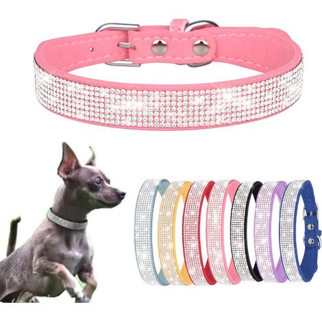 Collier pour chiot, strass étincelants, magnifiques paillettes de cristal, joli collier bijou pour chiot, rose approprié, taille S. (1/5)