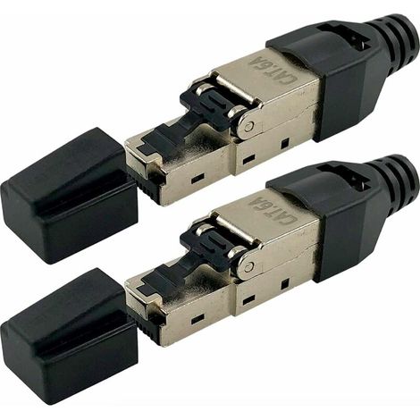 VURAHOME - 2 x Cat. 6 A connecteur RJ45 pour Cat 6 A, câble réseau Cat 7 à 10 Gigabit Câble de Pose à 6–9 mm AWG 23–26, blindé avec Alliage Zinc, Contacts Or, Montage sans Outils (1/5)