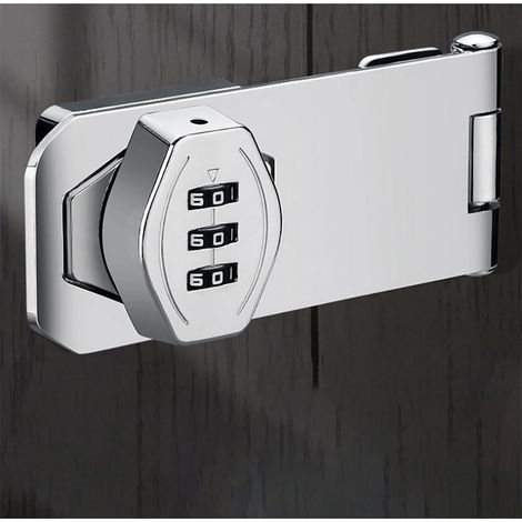 4 pouces Loquet Porte avec Serrure a Code, Verrou Porte Placard Serrure Armoire Serrure à Combinaison Verrou à Mot de Passe Argent (1/5)