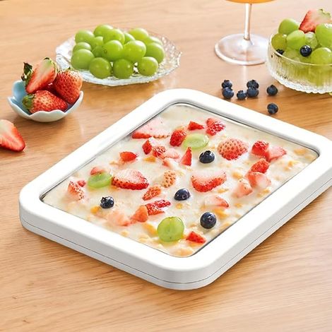 Ice Yogurt Maker, Rolled Ice Tray with 2 Spatulas for Making Ice Cream Ideal for Making Ice Cream Gelato Fruits Milkshake Smoothie (1/2)
