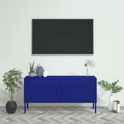 Meuble TV pour Salon - Armoire TV Bleu marine 105x35x50 cm Acier BV118803 - BonneVie (1/5)