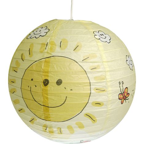 Papier Lampenschirm fürs Kinderzimmer mit fröhlichem Sonnen Motiv Ø 40cm (1/4)