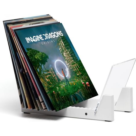 Gamme pour disques vinyles - Bois solide avec support et acrylique transparent, capable de 50 albums, 33 tournées et 45 tournées. (1/5)