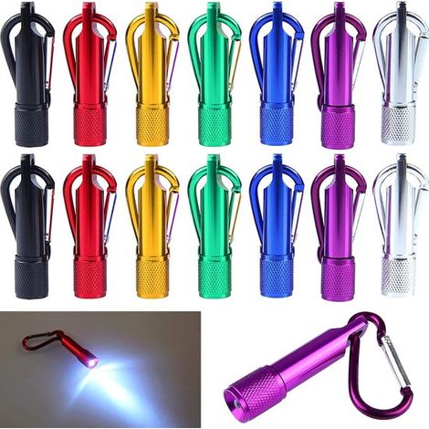 14 mini torce portatili, mini torce a LED con portachiavi, adatte per escursioni all'aperto, campeggio, viaggi e ciclismo (7 colori) (1/5)