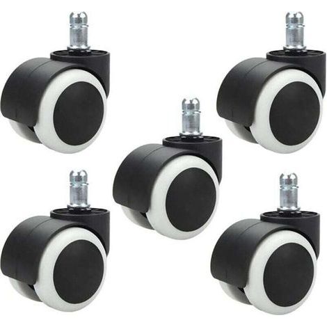 5 Pieces 48mm Office Chair Casters for Computer Chair, Swivel Casters for Office Chair, Replacement Wheels, Standard Stem Size 11mm × 20mm, Scratch-Free (1/4)