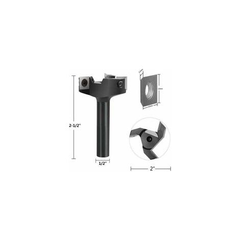 Fraise à surfacer 12 mm – Tige 60 mm – Diamètre de coupe 60 mm – 3 inserts carbure pour bois dur – Finition de haute qualité