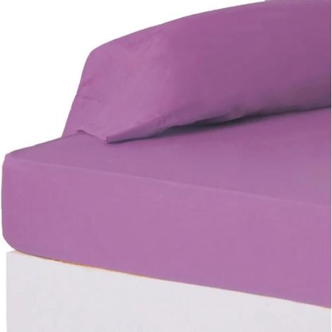 Drap-housse - JUANIO - 200x135x30 cm - Polyester-coton 52/48 - Anti-acariens - Violet clair