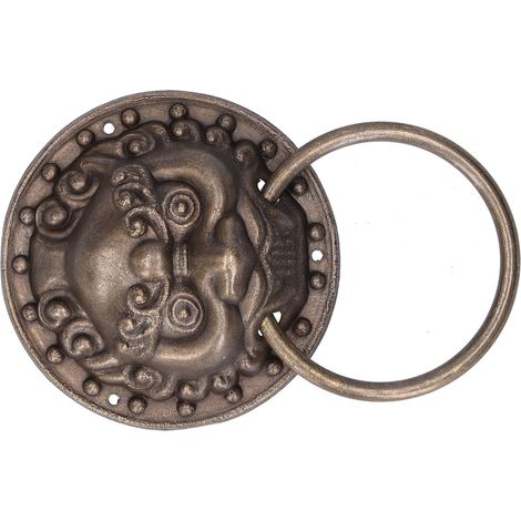 Heurtoir de porte ancien en laiton avec tête de lion, poignée de porte rétro, décoration intérieure (1/5)