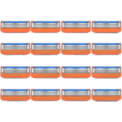 16 lames de rasoir de rechange, lames 5 couches pour hommes, lames à capteur élastique avec double bande lubrifiante, lames de barbier professionnelles pour Fusion (1/4)