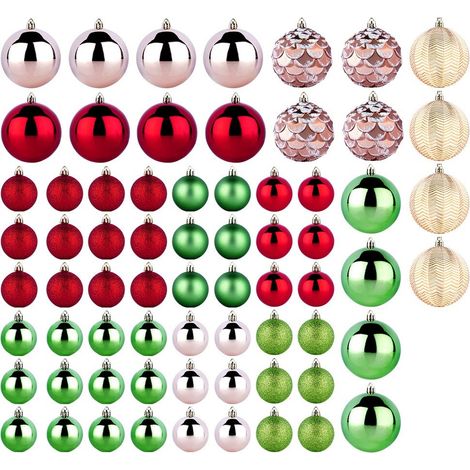 68 bruchsichere, farbenfrohe Weihnachtskugeln (Weihnachtsbaumkugel-Set) (1/4)