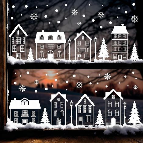 Stickers Noel Fenetre Electrostatique, Autocollant Noel Fenetre Réutilisable Decoration Noël Fenêtre, PVC Statique Flocon de Neige Stickers Fenêtre Noël Magasin pour Vitre Porte Deco Noel Interieur (1/5)