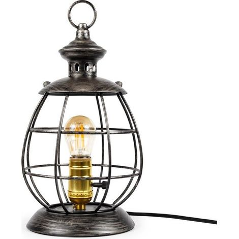 Lampe de table et suspension "Boose" - Design vintage type cage - Argent
