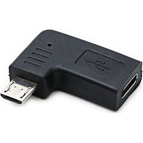 Adaptateur USB-C vers micro-USB coudé, connecteurs USB-C et micro-USB 5 broches (1/4)