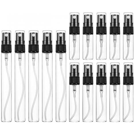 15 leere, wiederbefüllbare Mini-Glas-Sprühflaschen für Parfümproben und Kosmetiksprays (3 ml, 5 ml, 10 ml), schwarz (1/5)