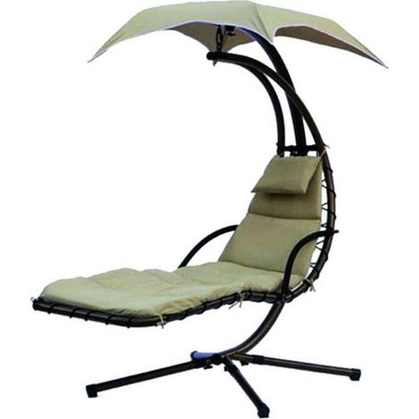 Vigor 9693770 Resort Amaca a Dondolo Lettino Acciaio Tettuccio Parasole 120 Kg colore Beige (1/2)
