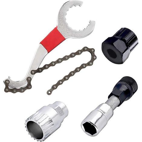 Outil multifonction 6 en 1 pour démontage de cassette de vélo avec extracteur de manivelle et extracteur de roulement inférieur - Kit de réparation 4 pièces