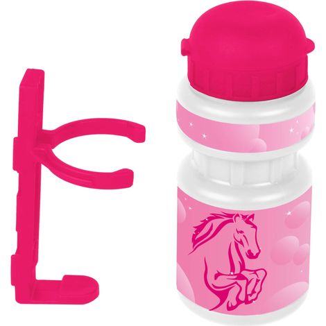 Kit bidon + porte bidon enfant garçon fille rose avec cache poussière 350mL bidon boisson eau capuchon anti-poussières détachable gourde licorne