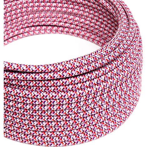 Creative-Cables, Cavo elettrico rivestito in tessuto, 2 x 0,75 mm², 50 m, Pixel Fucsia RX00, Rotondo, effetto seta