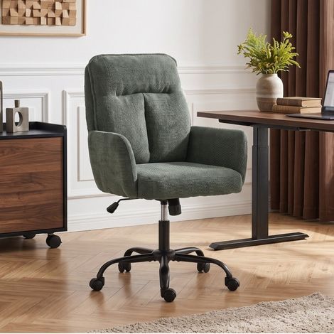 MODFU – Sedia da ufficio verde in metallo con altezza regolabile 48-58 cm, seduta ampia, basculante, ruote in PU, portata 120 kg e pistone classe 3 – Verde (1/5)