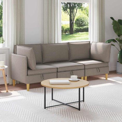 vidaXL Modular Sofa Set mit Stauraum 3 pcs Taupe Stoff (1/5)