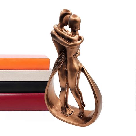 Sculptures de couple en résine, couple s'embrassant et se serrant dans les bras, statue d'amour passionné, ornement romantique, figurine pour la maison et le bureau (1/5)