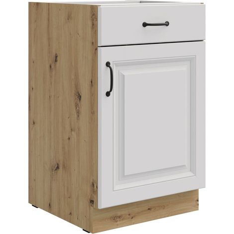 Unterschrank 50 Stilo Weiß + Eiche Artisan Küchenzeile Vollauszug Soft-Close (1/5)