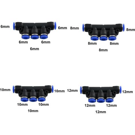 (5 voies, 10 pièces - 8 mm) 10 raccords rapides pneumatiques à pression pour système d'arrosage de jardin, brumisateur, tuyau d'irrigation, 6 mm, 8 mm, 10 mm, 12 mm (1/5)