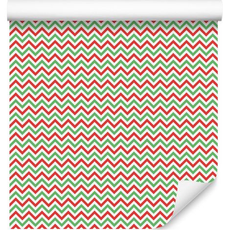 Papier peint à motifs zigzag corail et citron vert pour salon et chambre 50x1000 cm (1/5)
