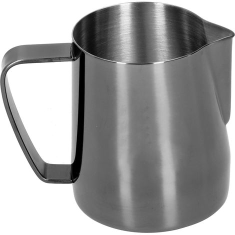 Muget à lait en acier inoxydable noir 600ml, tasse à mousse à bec verseur pointu, idéale pour café et boissons lactées à la maison.
