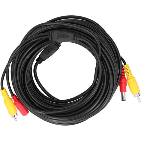 Câble CCTV portable 2 en 1, cordon d'alimentation vidéo, connecteur RCA+DC pour caméra de surveillance et lecteur DVD (15 m / 49,2 pi) (1/5)