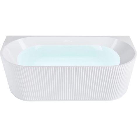 Baignoire Murale Ovale Acrylique Blanche Cannelée 167 x 73 cm Design Moderne Gocta