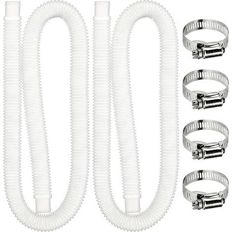 2 mangueras de repuesto para piscinas elevadas, manguera de repuesto para piscina con 4 abrazaderas metálicas, manguera de filtro para piscinas elevadas (1/5)