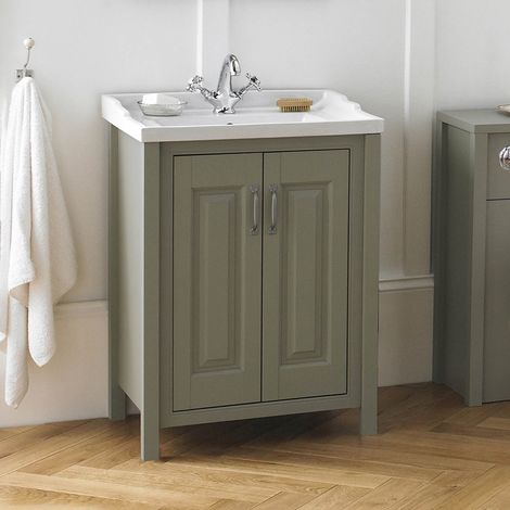 Chiltern Traditional 800mm Freestanding 2 Door Vanity Basin Unit Stone Grey (1/5)
