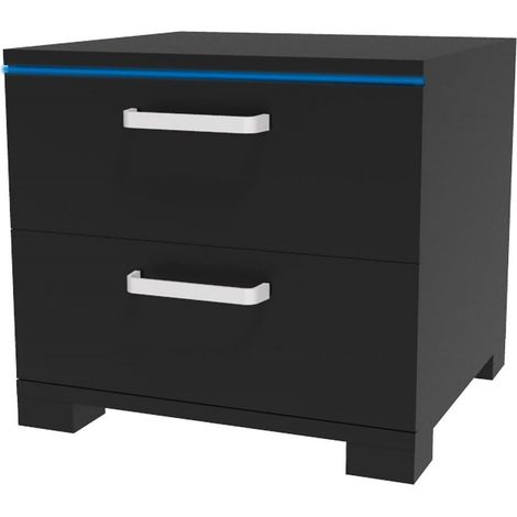 Nachttisch mit LED "Karina" - 41 x 38 x 41,5 cm - Schwarz