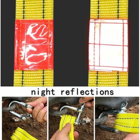 Sangle de remorquage haute résistance avec deux crochets de sécurité en D pour treuil, capacité de 5 tonnes et longueur de 5 m (1/4)