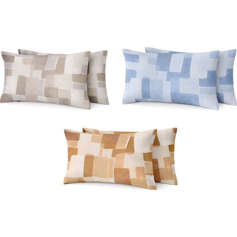 Coppia Federe Cuscino Letto Con Bottoni Laterali 100% Cotone Disegno Brick GI, misuraFederecoloreArancio