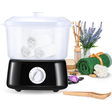 Chauffe Serviette, Chauffe Serviette Esthetique avec Pince à Serviette 202°F en 10 Minutes, Seche Serviette Electrique Vapeur pour Spa, Salon, Rasage (Noir) (1/5)