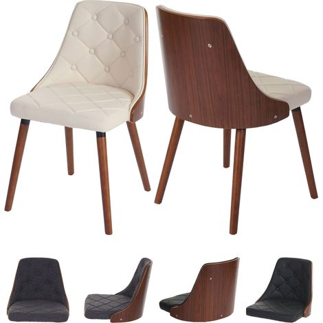 2x chaise de salle à manger Osijek, fauteuil, aspect noix, bois cintré - tissu, gris