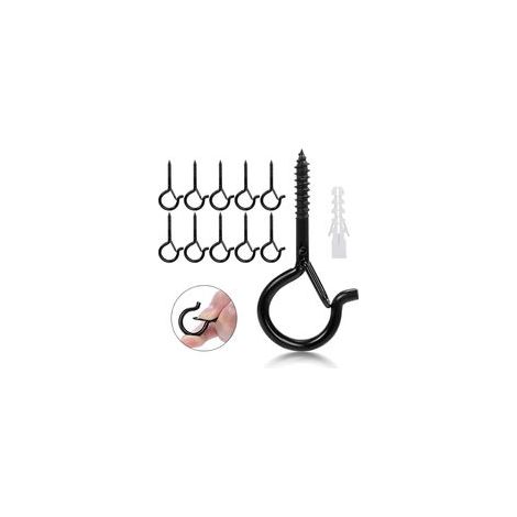 (4mm)Lot de 10 Crochets à Vis, Crochets de Plafond Q Hanger avec Boucle De Sécurité, Crochets Muraux pour Extérieur, Jardin, Plantes, Mangeoires à Oiseaux, Lanternes, Décoration de Fête (1/5)
