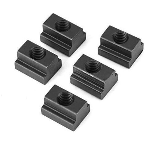 Lot de 5 Ecrous à Rainure en T M8/M10 Ecrou de Filetage en T avec Finition Oxyde Noir Écrous T-Slot en Acier Écrou à Rainurer de Table de Serrage pour Connecter d'autres Pièces (M10) (1/4)