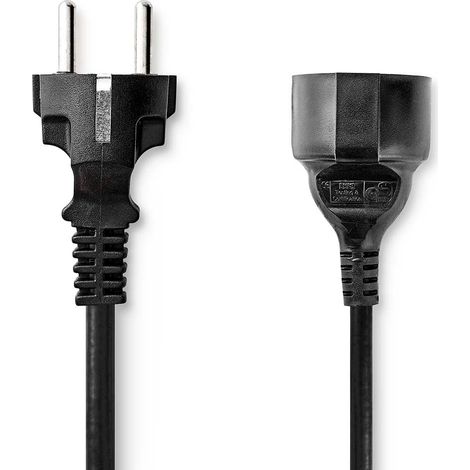 Cable de alimentacion conector de alimentacion macho conector de alimentacion hembra recto recto niquelado 200 metros redondo pvc negro etiqueta