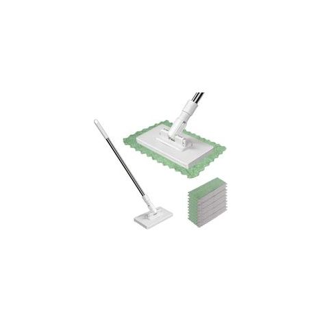 Mocio con sistema di fissaggio a pressione, cambio automatico del panno con un solo pulsante, scopa con 10 panni in microfibra riutilizzabili, per una comoda pulizia della casa - Crezuo (1/4)