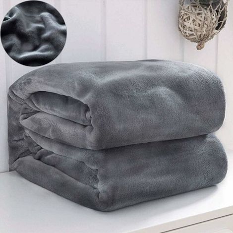Gray cozy blanket 150 × 200cm, soft plush plush blanket, flannel fleece blanket TV blankets / sofa blanket / life blanket / microfiber sofa blanket / velor blanket - easy care - warm, comfortable, dur (1/5)