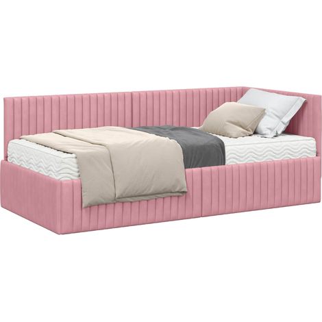 Corner Bed Frame with Mattress with Headboard 2 pcs Grey Velvet vidaXL (1/5)
