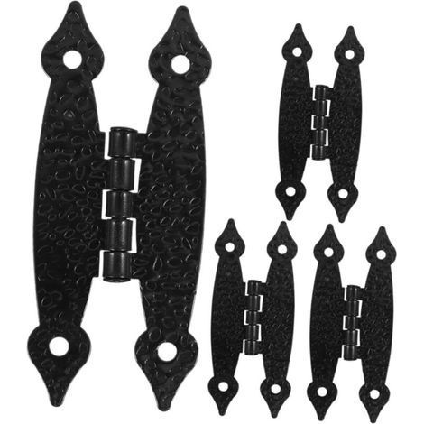 4pcs Cabinet Hinges Dresser Hinges Antique Furniture Hinges Showcase Hinges Leaf Hinges Office Dining Table Hinges Black Iron 89371.2mm (1/4)