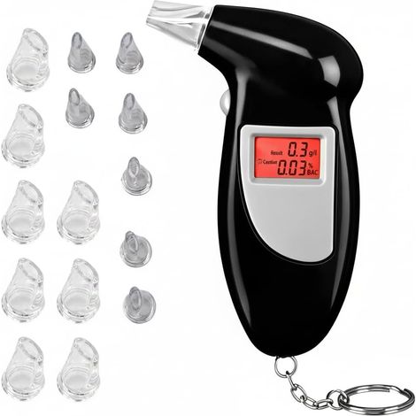 Éthylotest Électronique Portable Écran LCD  Mesure rapide et précise, Écran LCD clair, Embouts remplaçables, avant de conduire et pour un usage personnel (1/5)
