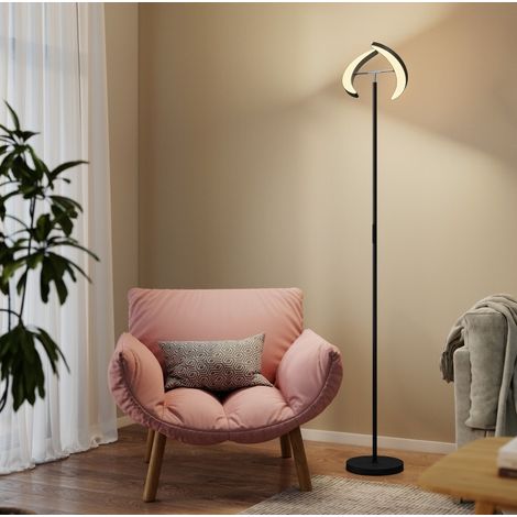 Lampadaire LED RGB dimmable, tête double rotative, noir HAVRYA (1/3)