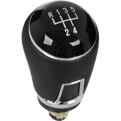 Pommeau de levier de vitesses en cuir noir pour VW Passat B6 (2006-2011), boîte 5 vitesses. (1/5)