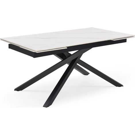 Table extensible 180/260 cm céramique blanc marbré pied torsadé - NEVADA 05 (1/5)