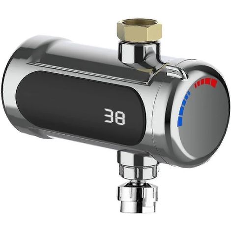 Robinet électrique avec chauffe-eau instantané, mini chauffe-eau sans réservoir 3000 W en acier inoxydable pour évier, affichage LED de la température, bec rotatif à 360°, étanchéité IPX4 (1/4)